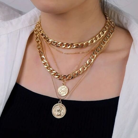 Vintage Style Carved Portrait Choker Necklace - Picture 1 of 7